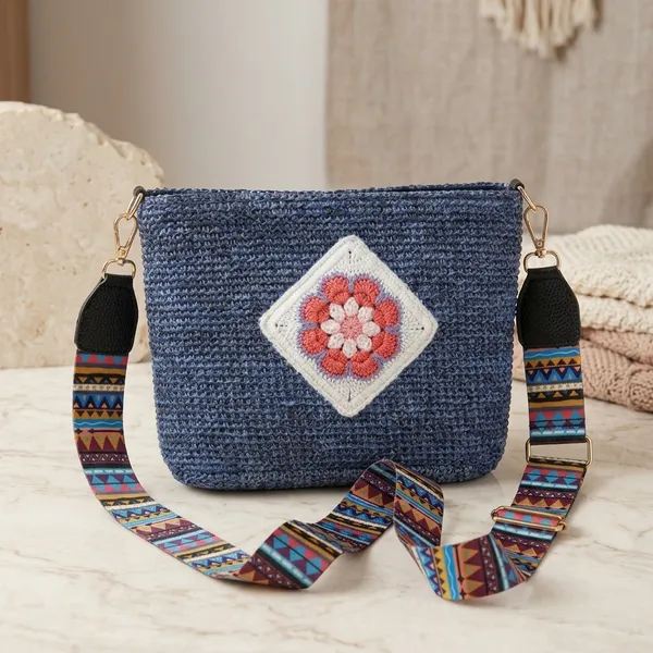 Blue_Woven_Fabric_Sling_Bag_For_Women