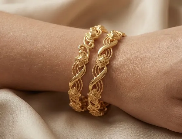 Gold-Plated_Twisted_Pattern_Bangles_For_Women