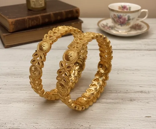 Gold_Metal_Paisley_Engraved_Granulation_Bangles_For_Women