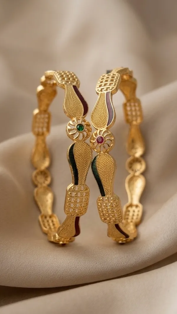 Gold-Plated_Mango_Paisley_Enamel_Bangles_For_Women