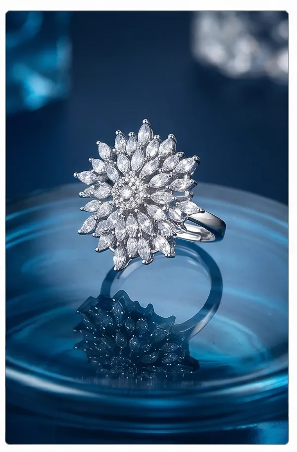 Ishrin_Studio_Silver_Plated_Floral_Cz_Adjustable_Ring_For_Women_&_Girls_|_Sunflower_Statement_Cocktail_Ring