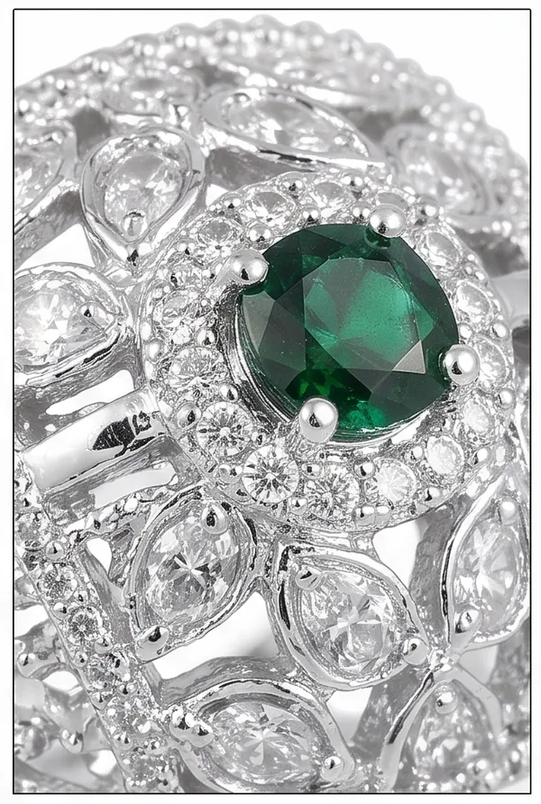 Ishrin_Studio_Silver_Plated_Green_Cz_Adjustable_Ring_For_Women_&_Girls_|_Emerald_Style_Statement_Cocktail_Ring