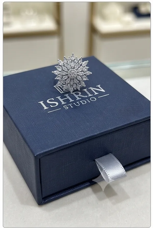 Ishrin_Studio_Silver_Plated_Floral_Cz_Adjustable_Ring_For_Women_&_Girls_|_Sunflower_Statement_Cocktail_Ring