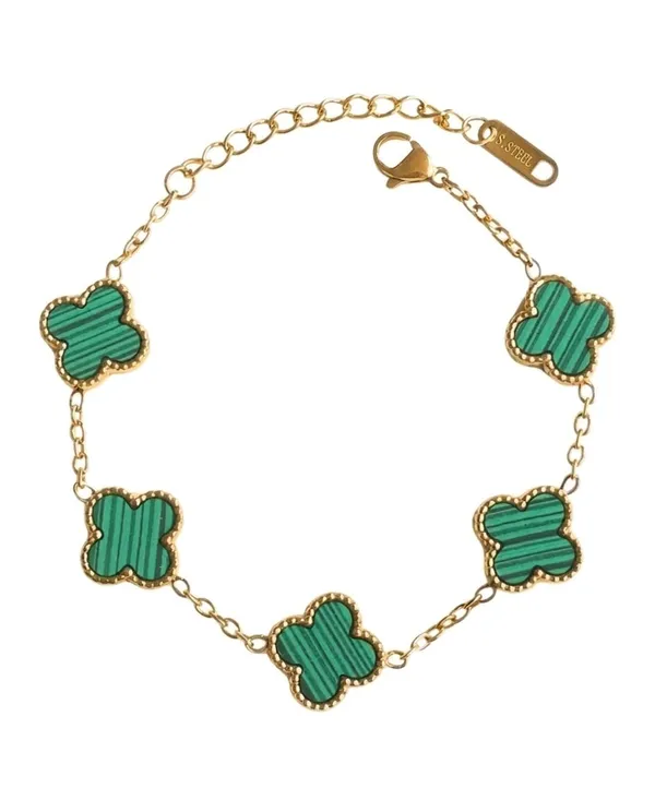 Stainless_Steel_Gold_Plated_Clover_Chain_Bracelet_For_Women
