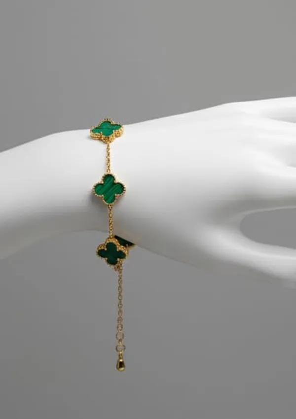 Stainless_Steel_Gold_Plated_Clover_Chain_Bracelet_For_Women