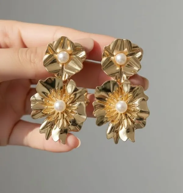 Double_Flower_Drop_Earrings