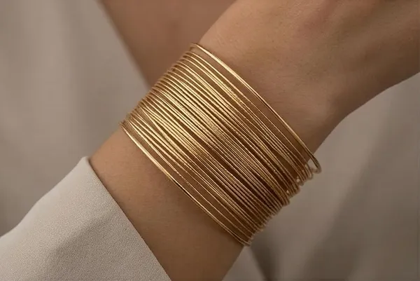 Alloy_Gold_Plated_Wire_Cuff_Bracelet_For_Women