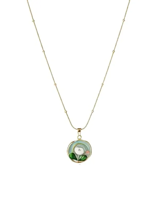 18k_Gold_Plated_Flower_Pendant_Necklace_For_Women