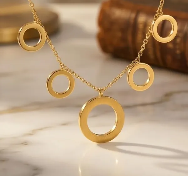18k_Gold_Plated_Circle_Necklace_And_Earrings_Set