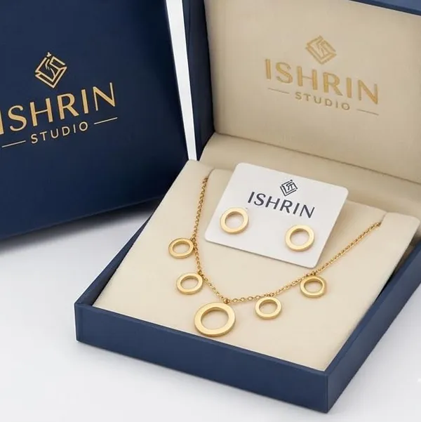 18k_Gold_Plated_Circle_Necklace_And_Earrings_Set