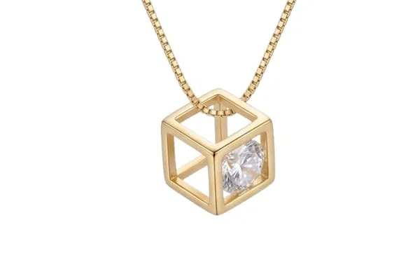 18k_Gold_Plated_Geometric_Cube_Crystal_Pendant_Necklace