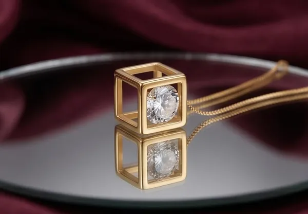 18k_Gold_Plated_Geometric_Cube_Crystal_Pendant_Necklace