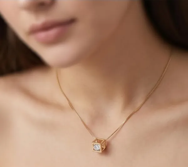 18k_Gold_Plated_Geometric_Cube_Crystal_Pendant_Necklace