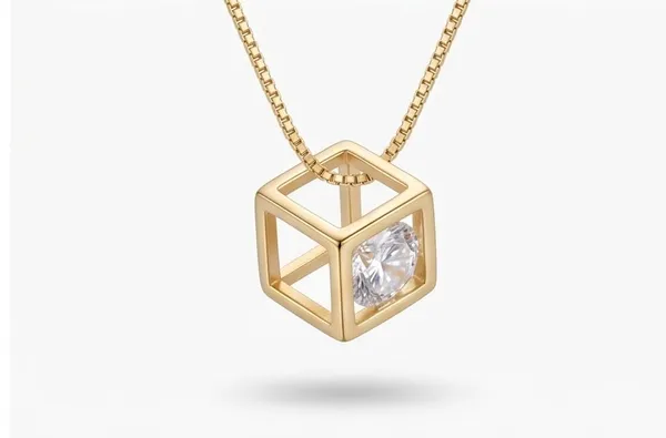 18k_Gold_Plated_Geometric_Cube_Crystal_Pendant_Necklace