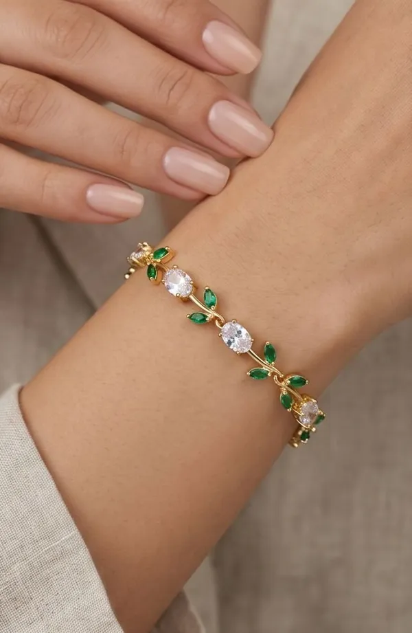 Ishrin_Studio_Stainless_Steel_Cubic_Zirconia,__Gold-plated_Bracelet