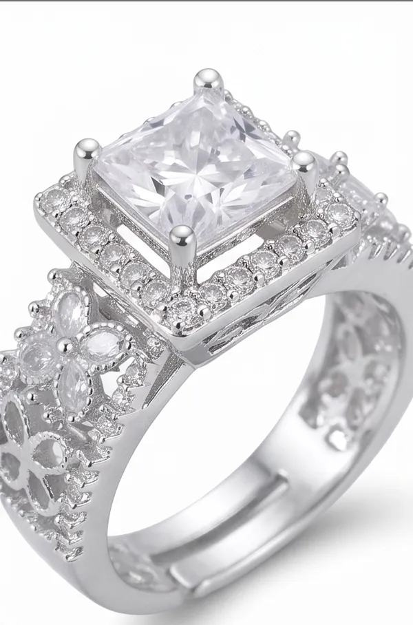Ishrin_Studio_Silver_Plated_Princess_Cut_Cz_Adjustable_Ring_For_Women_&_Girls_|_Statement_Engagement_Style_Ring