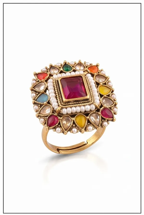 Ishrin_Studio_Multicolor_Kundan_Adjustable_Statement_Ring_For_Women_&_Girls_|_Pearl_&_Crystal_Cocktail_Ring
