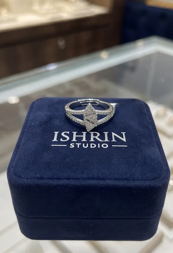 Ishrin_Studio_Silver_Plated_Geometric_Cz_Adjustable_Ring_For_Women_&_Girls_|_Modern_Statement_Cocktail_Ring