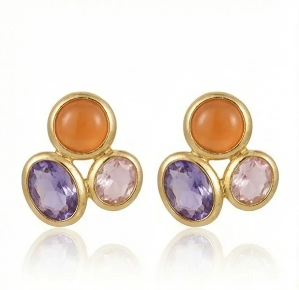 Ishrin_Studio_Ishrin_Studio_Pastel_Triple-Stone_Gold_Plated_Stud_Earrings_Alloy,_Stainless_Steel_Stud_Earring