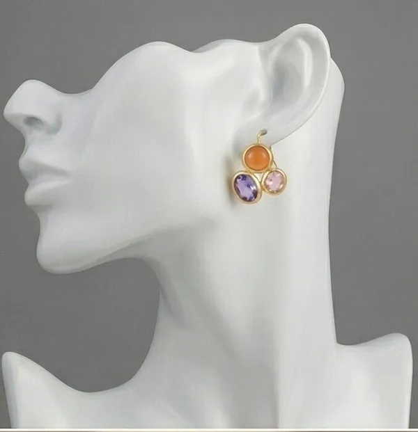 Ishrin_Studio_Ishrin_Studio_Pastel_Triple-Stone_Gold_Plated_Stud_Earrings_Alloy,_Stainless_Steel_Stud_Earring