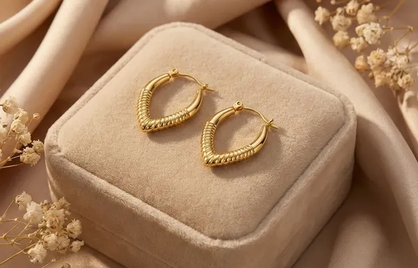 Ishrin_Studio_Ishrin_Studio_Gold_Plated_Textured_V-Shaped_Hoop_Earrings_for_Women_Alloy,_Stainless_Steel_Hoop_Earring
