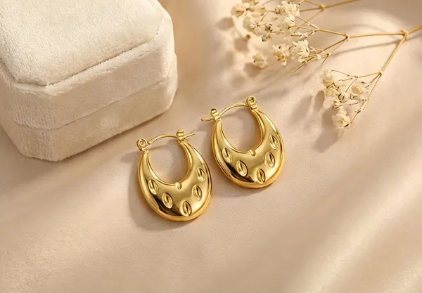 Ishrin_Studio_Ishrin_Studio_Gold_Plated_Dome_Textured_Hoop_Earrings_for_Women_Alloy,_Stainless_Steel_Hoop_Earring