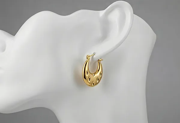 Ishrin_Studio_Ishrin_Studio_Gold_Plated_Dome_Textured_Hoop_Earrings_for_Women_Alloy,_Stainless_Steel_Hoop_Earring