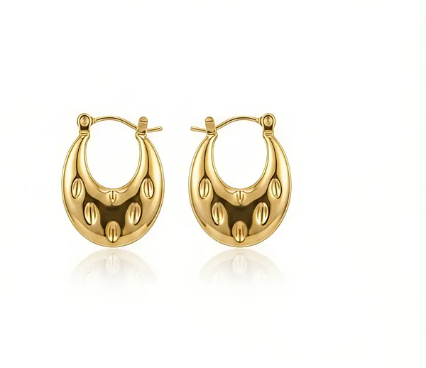 Ishrin_Studio_Ishrin_Studio_Gold_Plated_Dome_Textured_Hoop_Earrings_for_Women_Alloy,_Stainless_Steel_Hoop_Earring