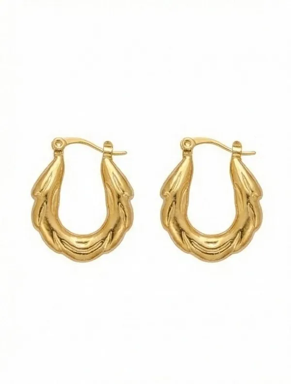 Ishrin_Studio_Ishrin_Studio_Gold_Plated_Wave_Pattern_Molten_Metal_Hoop_Earrings_for_Women_Alloy,_Stainless_Steel_Hoop_Earring