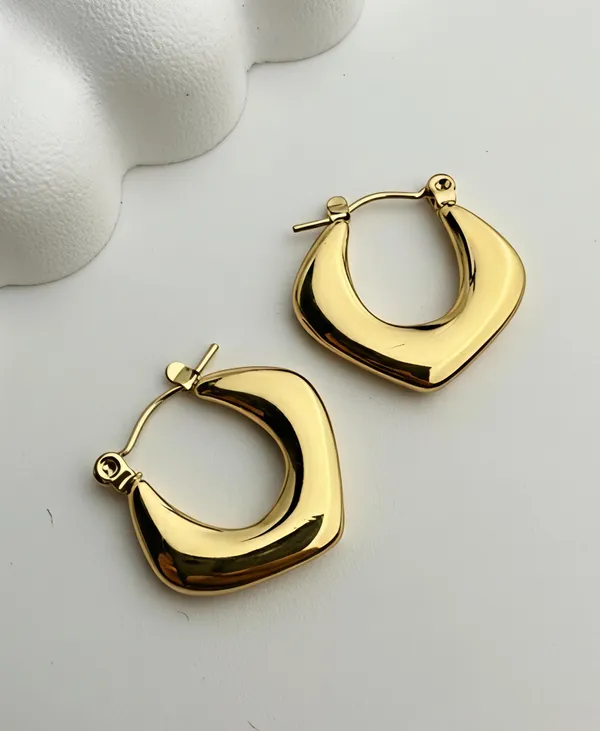 Ishrin_Studio_Ishrin_Studio_Gold_Plated_Smooth_Molten_Drop_Hoop_Earrings_for_Women_Alloy,_Stainless_Steel_Hoop_Earring