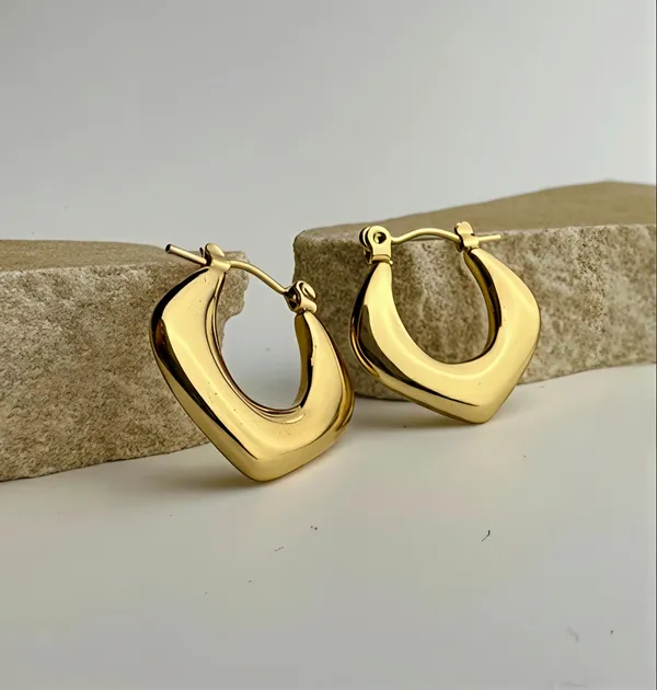 Ishrin_Studio_Ishrin_Studio_Gold_Plated_Smooth_Molten_Drop_Hoop_Earrings_for_Women_Alloy,_Stainless_Steel_Hoop_Earring