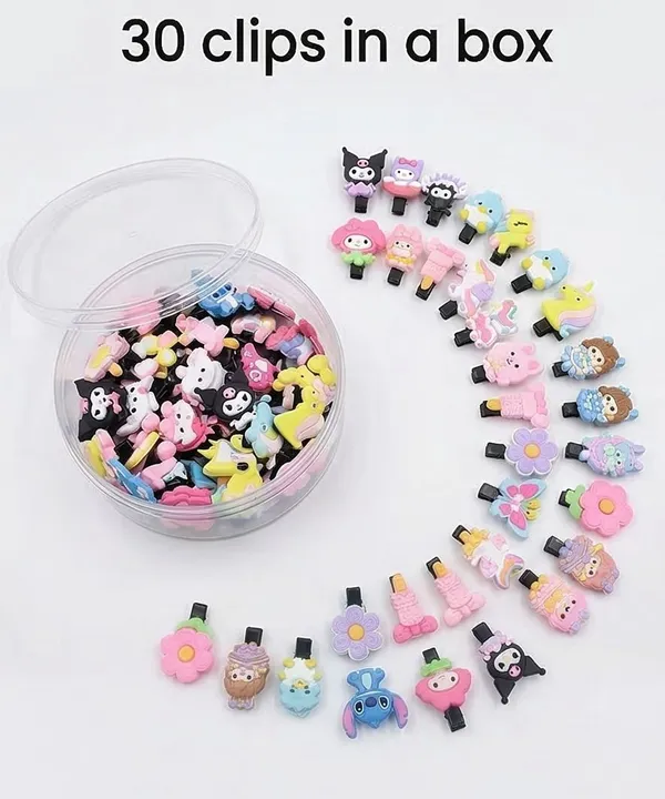 Ishrin_Studio_Kids_Cartoon_Hair_Clips_Set_30_Pcs_Cute_Mini_Hair_Clip_Multicolor