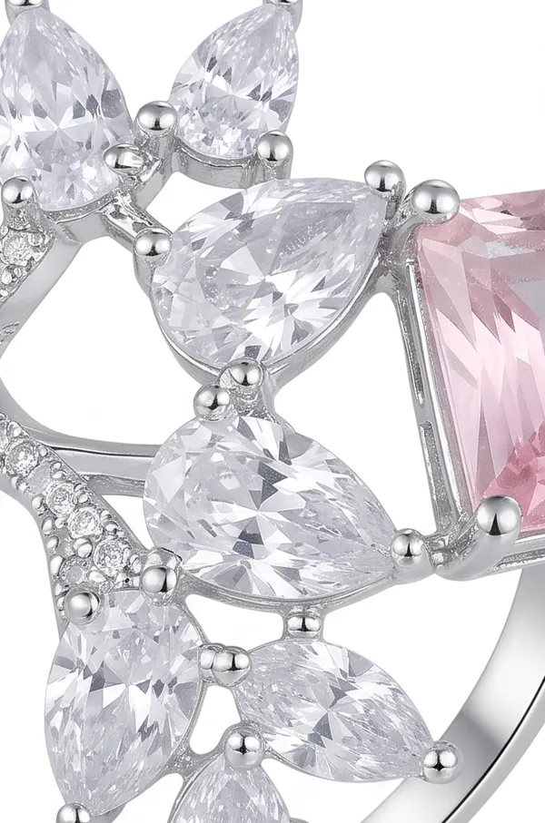 Ishrin_Studio_Silver_Plated_Pink_Princess_Cut_Cz_Adjustable_Ring_For_Women_&_Girls_|_Floral_Statement_Cocktail_Ring