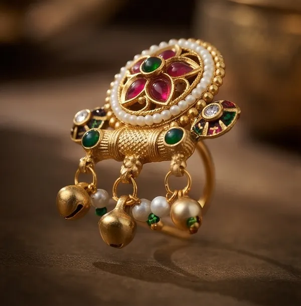 Ishrin_Studio_Traditional_Kundan_Adjustable_Ring_For_Women_&_Girls_|_Floral_Pearl_&_Ghungroo_Statement_Ring