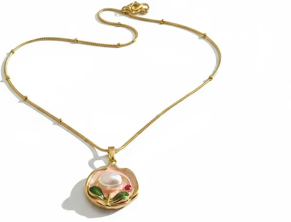 Ishrin_Studio_Pearl_Gold-plated_Plated_Alloy,_Stainless_Steel_Necklace