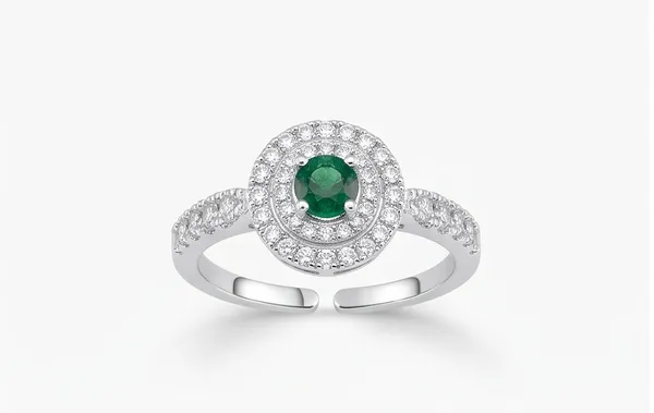 Ishrin_Studio_Silver_Plated_Green_Cz_Halo_Adjustable_Ring_For_Women_&_Girls_|_Emerald_Style_Solitaire_Statement_Ring