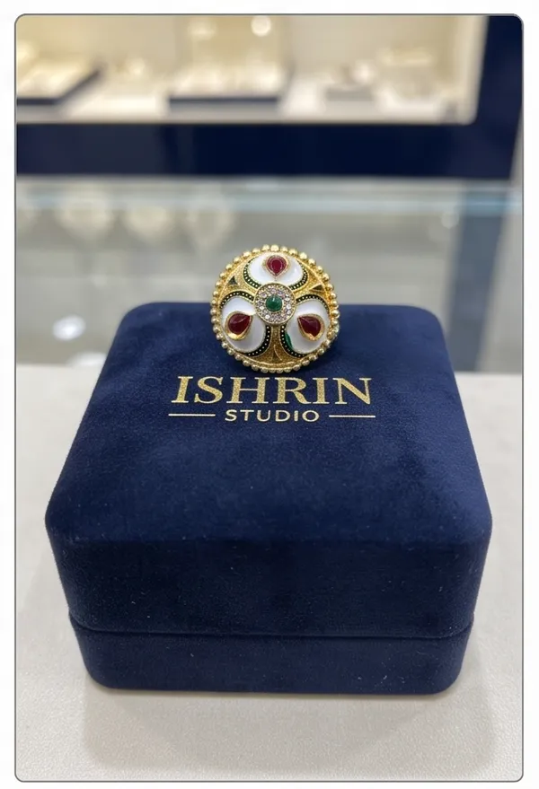 Ishrin_Studio_Traditional_Meenakari_Adjustable_Ring_For_Women_&_Girls_|_Multicolor_Kundan_&_Pearl_Statement_Cocktail_Ring