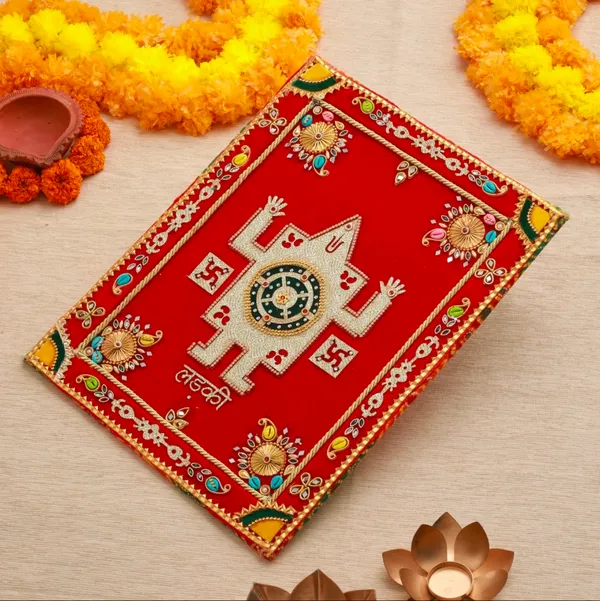 Wood_Fabric_Festive_Red_Embellished_Laddu_Gopal_Pooja_Chowki