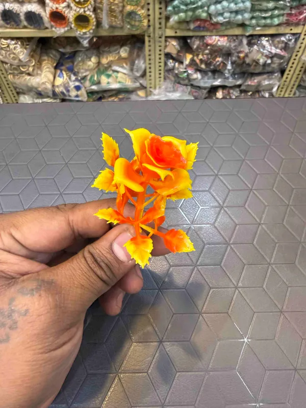 Synthetic_Fabric_Orange_Yellow_Artificial_Flower_Stem