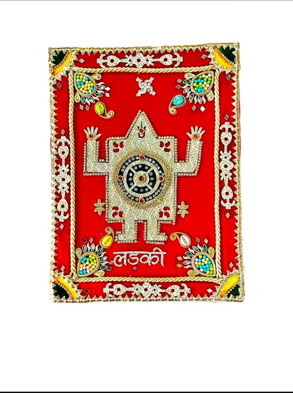 Wood_Fabric_Festive_Red_Embellished_Laddu_Gopal_Pooja_Chowki