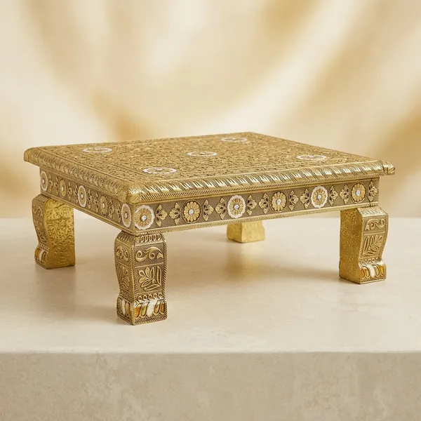Brass_Traditional_Embossed_Golden_Pooja_Chowki