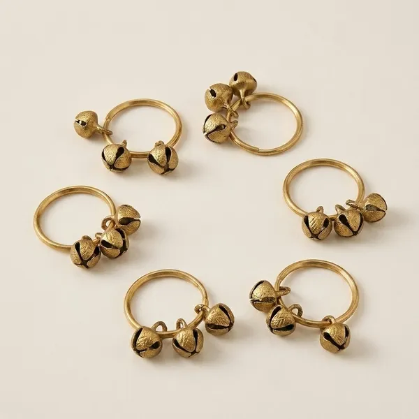 Brass_Festive_Bell_Charm_Golden_Napkin_Rings_Set_Of_6