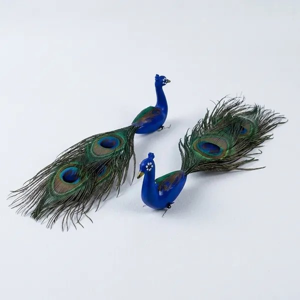 Resin_Blue_Peacock_Natural_Feather_Showpiece_Set_Of_2