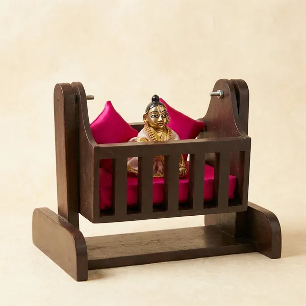 Wood_Fabric_Traditional_Brown_Laddu_Gopal_Palki_Set