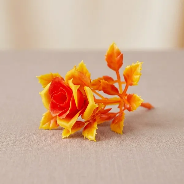 Synthetic_Fabric_Orange_Yellow_Artificial_Flower_Stem
