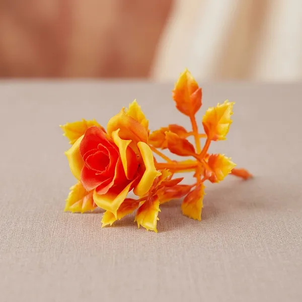 Synthetic_Fabric_Orange_Yellow_Artificial_Flower_Stem