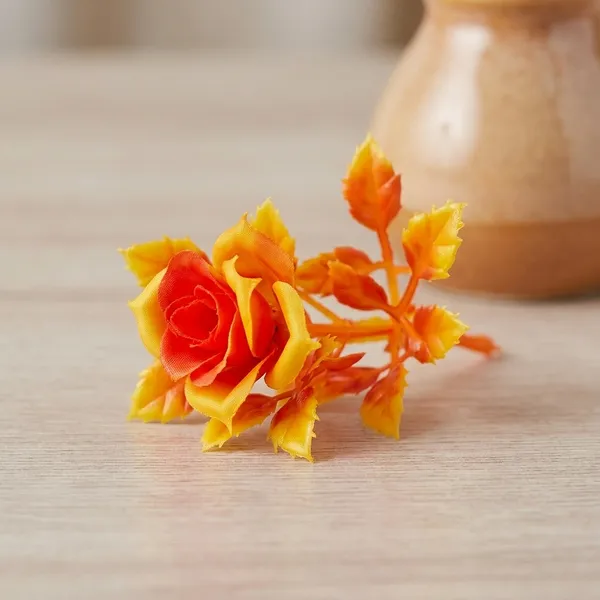 Synthetic_Fabric_Orange_Yellow_Artificial_Flower_Stem