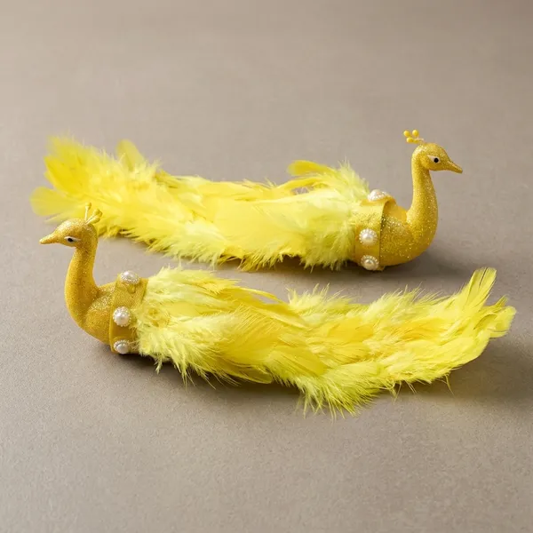 Feather_Glitter_Yellow_Peacock_Decorative_Showpiece_Set_Of_2