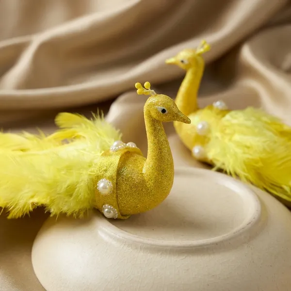 Feather_Glitter_Yellow_Peacock_Decorative_Showpiece_Set_Of_2