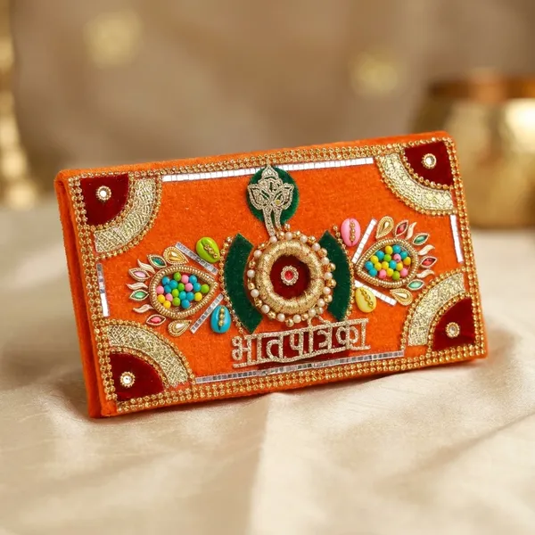 Orange_And_Gold_Printed_Hindu_Wedding_Invitation_Card_-_Pack_Of_2
